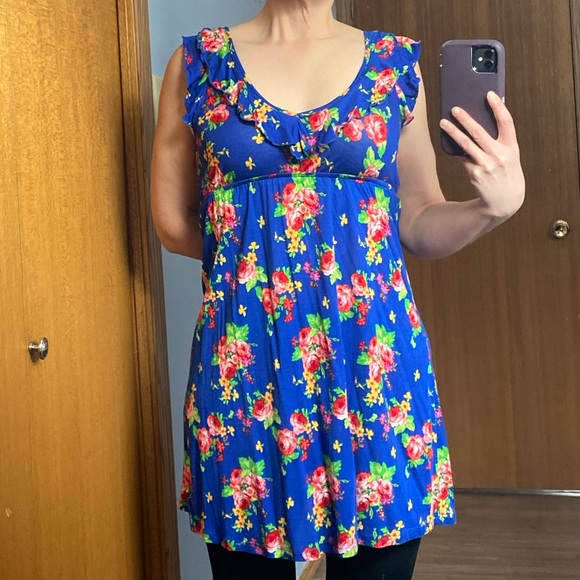 Body Central Royal Blue Floral Dress/Tunic - Picture 4 of 4